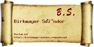 Birkmayer Sándor névjegykártya