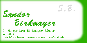sandor birkmayer business card